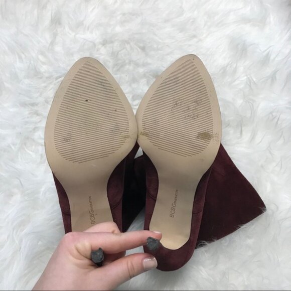 BCBGeneration Valor Suede Mid-Calf Pointed-Toe Stiletto Boots, Size 7 - Picture 9 of 10